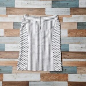 Express Striped Pencil Skirt Navy White Cotton Size 3/4 Office Career Casual